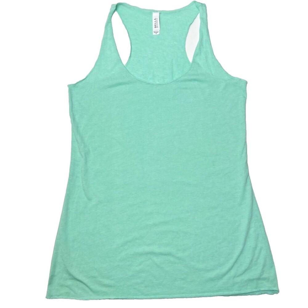 Women's Jersey Racerback Tank Top BELLA + CANVAS Shirt Sea Foam Teal Green New - Picture 8 of 9